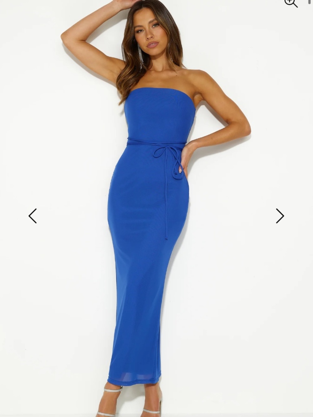 Mesh Strapless Deep Blue Maxi Dress - NWT